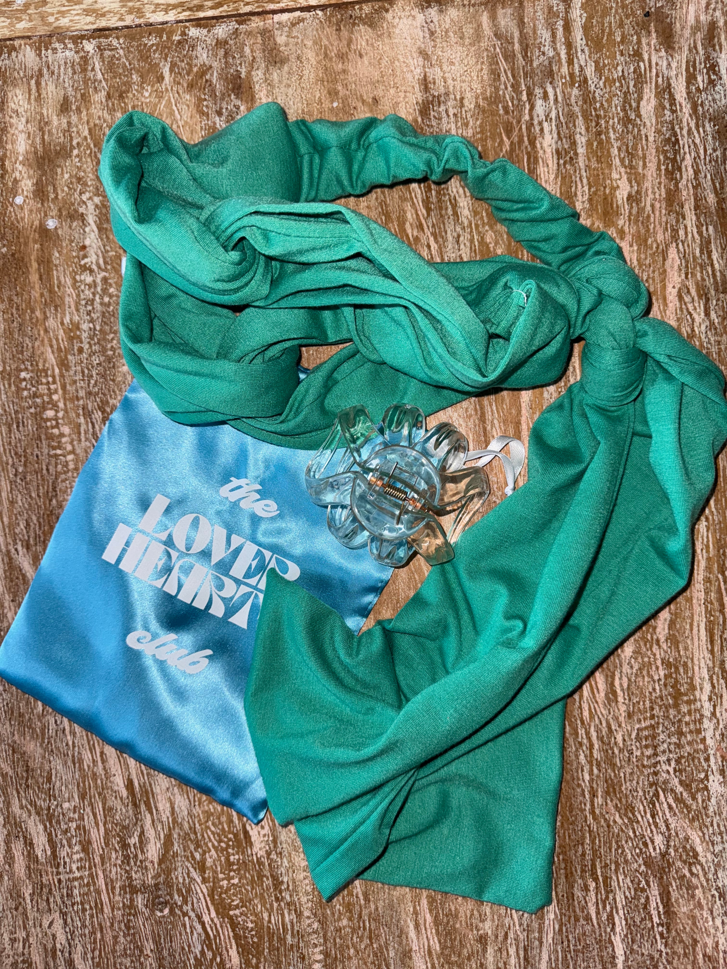 Double Knotted Hair Wrap- Emerald