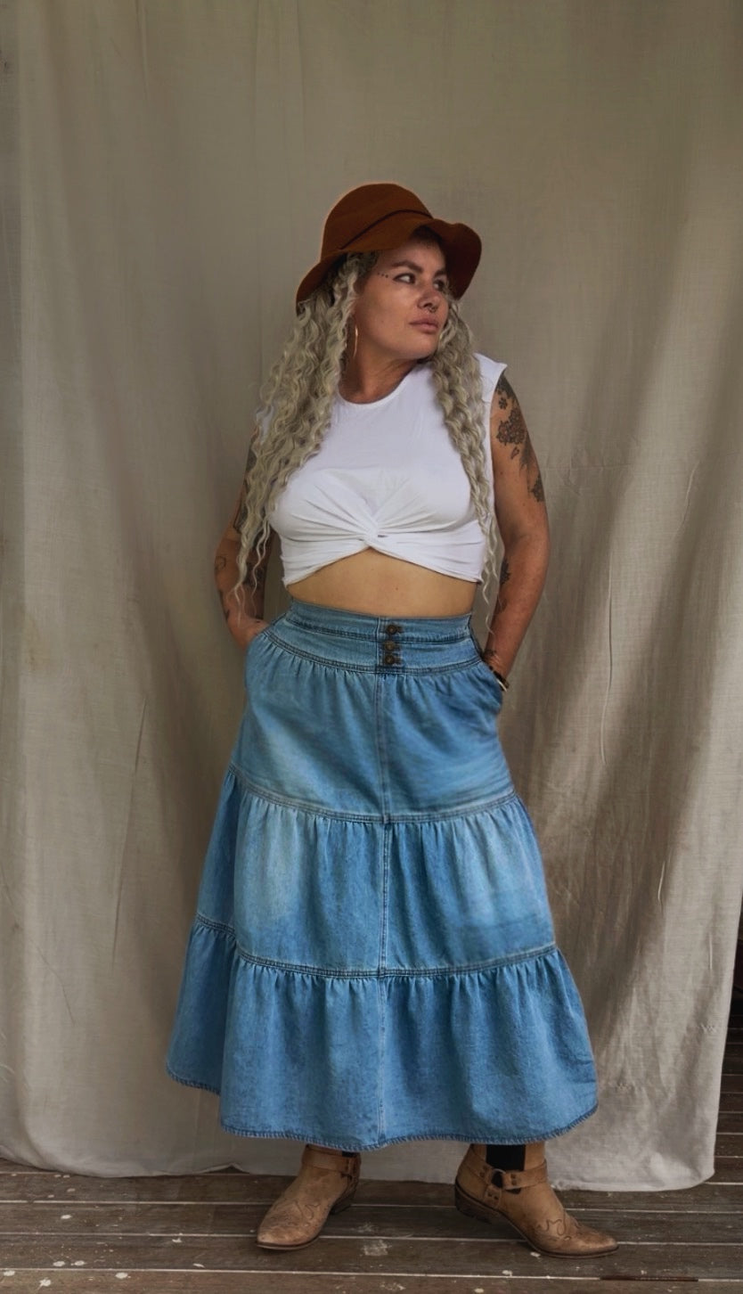 Angie Denim Maxi Skirt