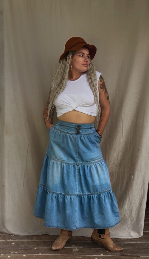 Angie Denim Maxi Skirt