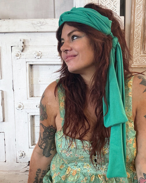 Double Knotted Hair Wrap- Emerald