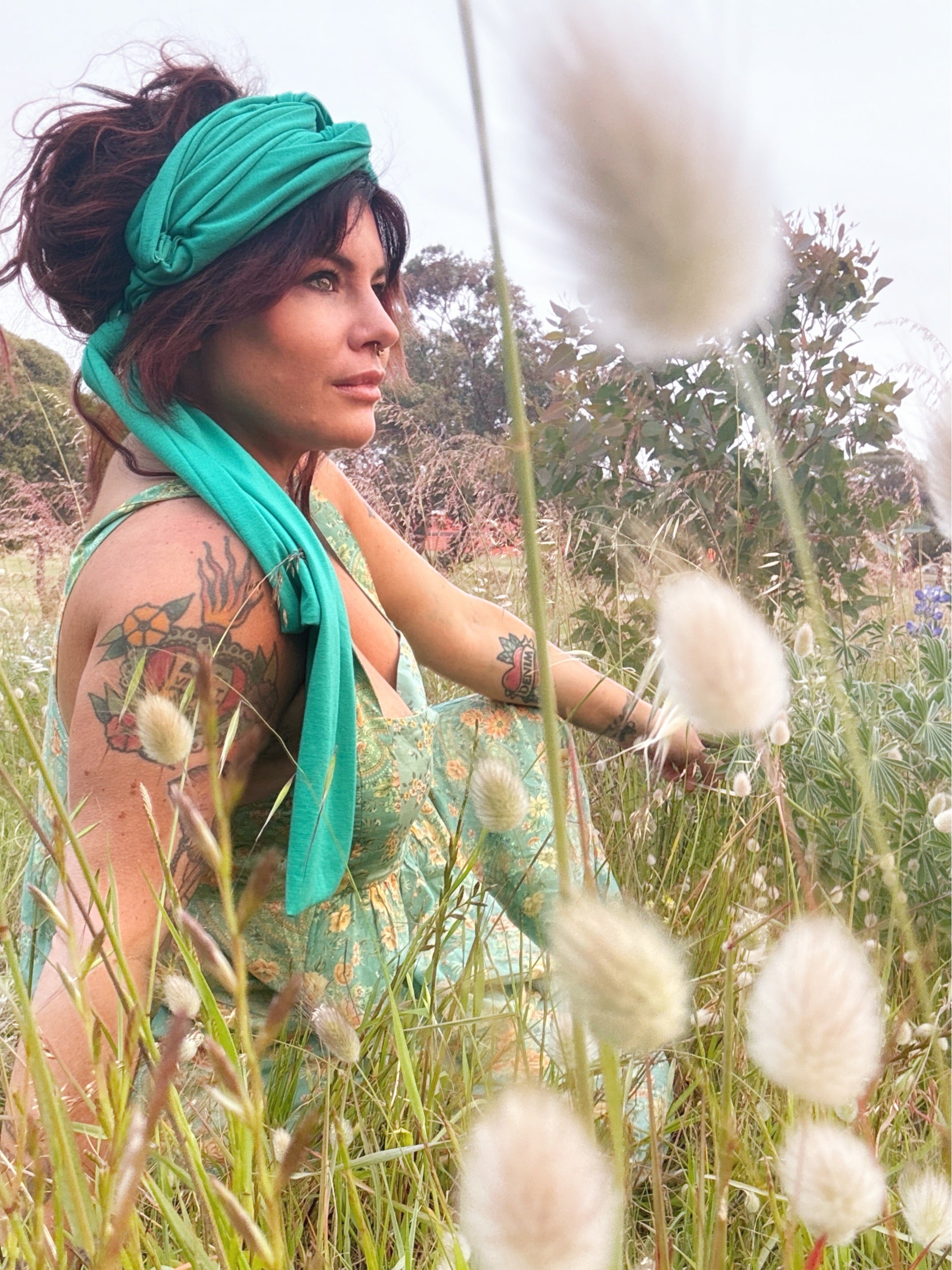 Double Knotted Hair Wrap- Emerald