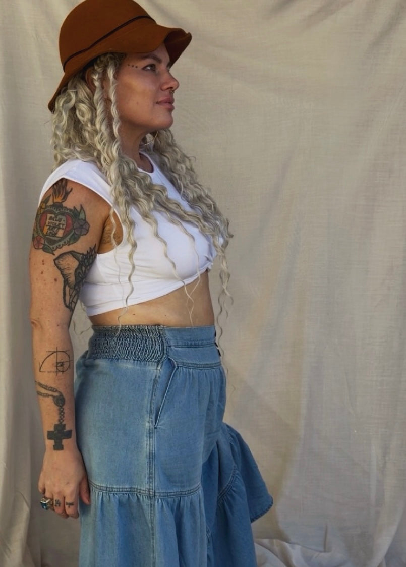 Angie Denim Maxi Skirt