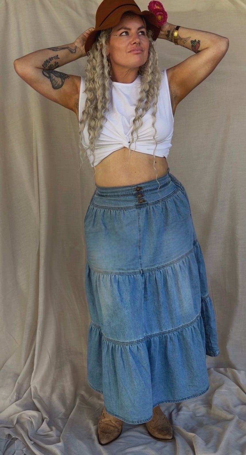 Angie Denim Maxi Skirt